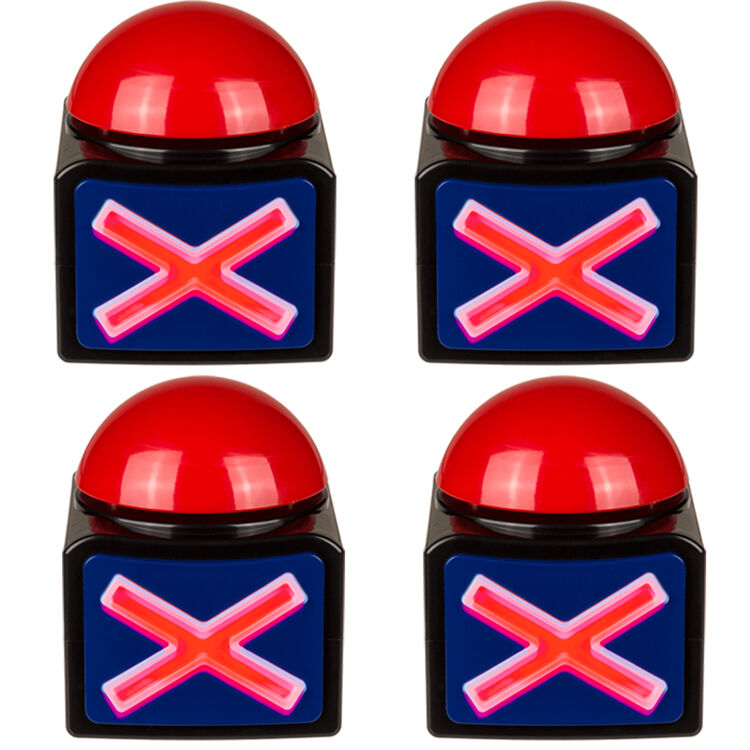 4 x Buzzer mit LED & Sound ca. 11,5 x 11 cm Spar-Set