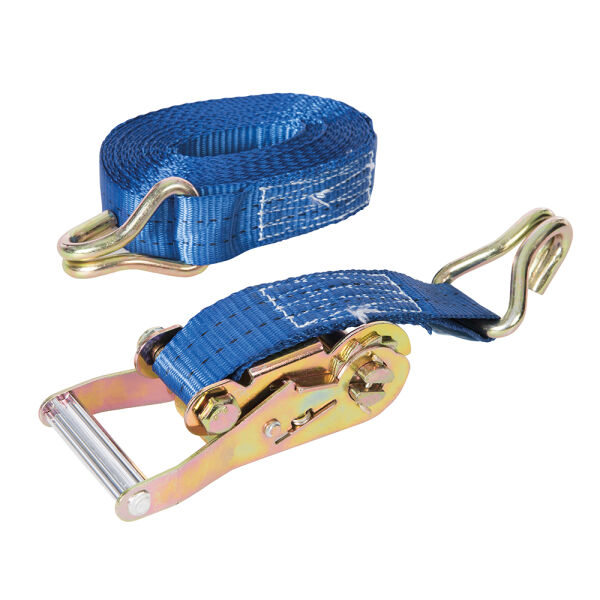 Spanngurt mit Ratschengriff und J-Haken 6 m x 38 mm Leistung: 750 kg Zurrkraft: 1500 kg