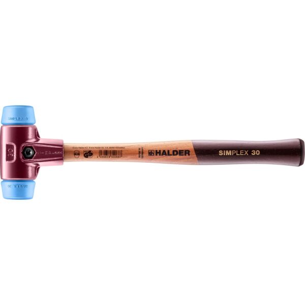 HALDER SIMPLEX Schonhammer Ø 30 mm TPE-soft blau mit Tempergussgehäuse