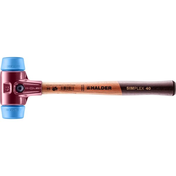 HALDER SIMPLEX Schonhammer Ø 40 mm TPE-soft blau mit Tempergussgehäuse | Gravur möglich
