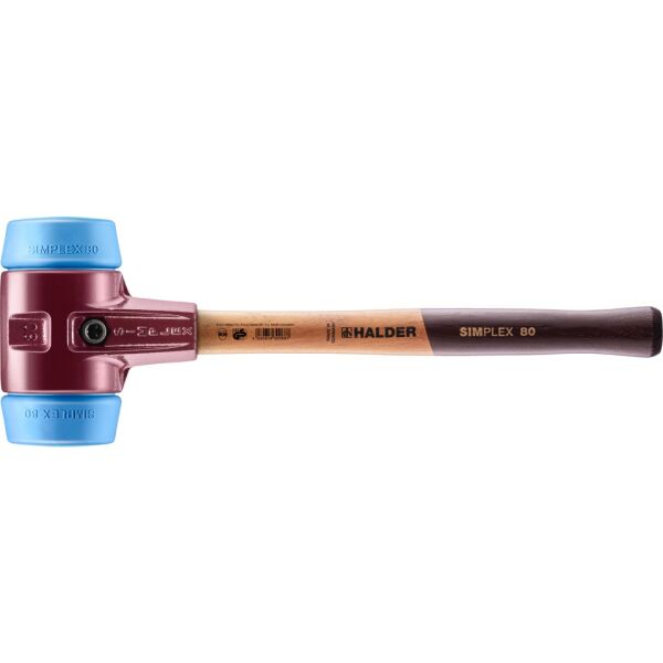 HALDER SIMPLEX Schonhammer Ø 80 mm TPE-soft blau mit Tempergussgehäuse