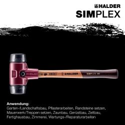 HALDER SIMPLEX Schonhammer Ø 60 mm Gummi schwarz mit Tempergussgehäuse | Gravur möglich