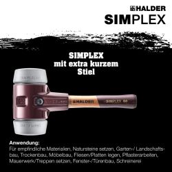 HALDER SIMPLEX Schonhammer Ø 80 mm TPE-mid grau kurzer Stiel mit Tempergussgehäuse