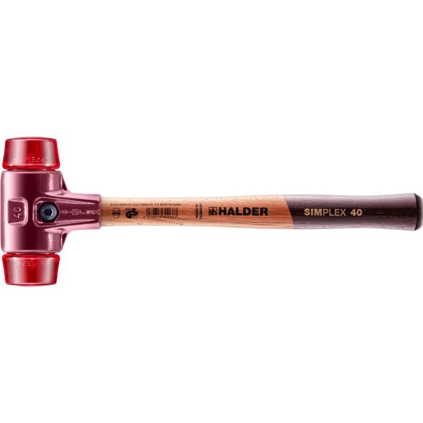 HALDER SIMPLEX Schonhammer Ø 40 mm Plastik rot mit Tempergussgehäuse