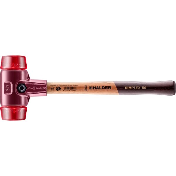 HALDER SIMPLEX Schonhammer Ø 50 mm Plastik rot mit Tempergussgehäuse