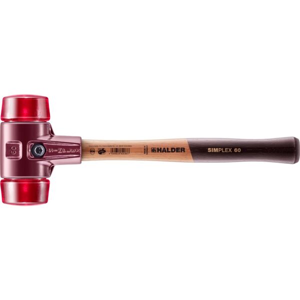 HALDER SIMPLEX Schonhammer Ø 60 mm Plastik rot mit Tempergussgehäuse