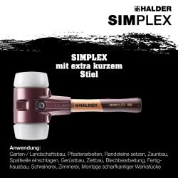 HALDER SIMPLEX Schonhammer Ø 80 mm Superplastik kurzer Stiel mit Tempergussgehäuse