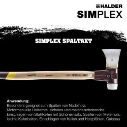HALDER SIMPLEX Spaltaxt Ø 50 mm Superplastik mit Lederschneidschutz und Tempergussgehäuse schlank
