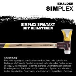 HALDER SIMPLEX Spaltaxt Ø 50 mm Superplastik mit Keilstegen und Lederschneidschutz Tempergussgehäuse