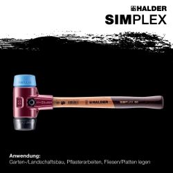 HALDER SIMPLEX Schonhammer Ø 30 mm Gummi / TPE-soft blau mit Tempergussgehäuse