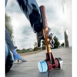 HALDER SIMPLEX Schonhammer Ø 60 mm Gummi / TPE-soft blau mit Standfuß und Termpergussgehäuse | Gravur möglich