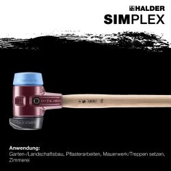 HALDER SIMPLEX Vorschlaghammer Ø 60 mm Gummi / TPE-soft blau mit Standfuß und Termpergussgehäuse