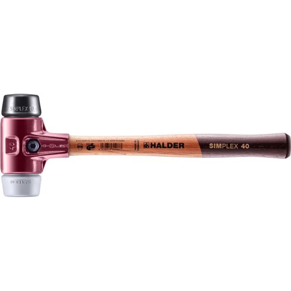 HALDER SIMPLEX Schonhammer Ø 40 mm Gummi / TPE-mid grau mit Tempergussgehäuse | Gravur möglich