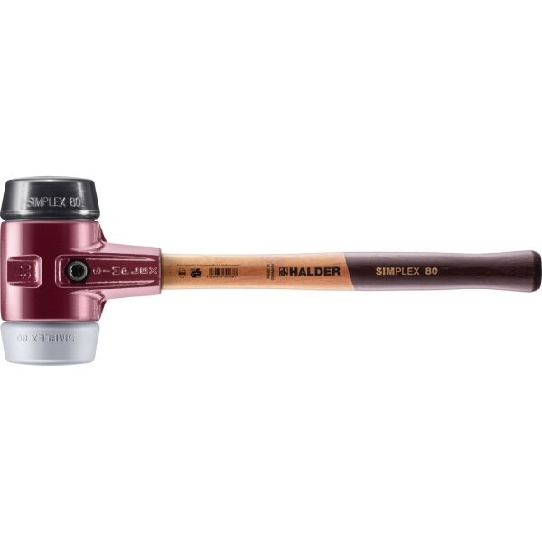HALDER SIMPLEX Schonhammer Ø 80 mm Gummi / TPE-mid grau mit Tempergussgehäuse | Gravur möglich