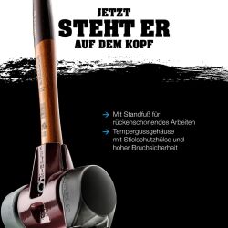 HALDER SIMPLEX Schonhammer Ø 60 mm Gummi / TPE-mid grau mit Standfuß und Termpergussgehäuse | Gravur möglich