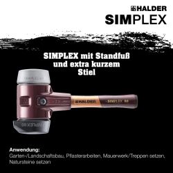 HALDER SIMPLEX Schonhammer Ø 80 mm Gummi / TPE-mid grau mit Standfuß und extra kurzem Stiel Termpergussgehäuse | Gravur möglich