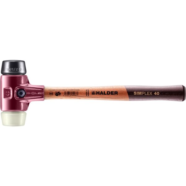 HALDER SIMPLEX Schonhammer Ø 40 mm Gummi / Nylon mit Tempergussgehäuse | Gravur möglich