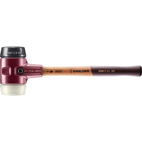 HALDER SIMPLEX Schonhammer Ø 80 mm Gummi / Nylon mit Tempergussgehäuse