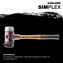 HALDER SIMPLEX Schonhammer Ø 80 mm Gummi / Weichmetall mit Standfuß und Termpergussgehäuse