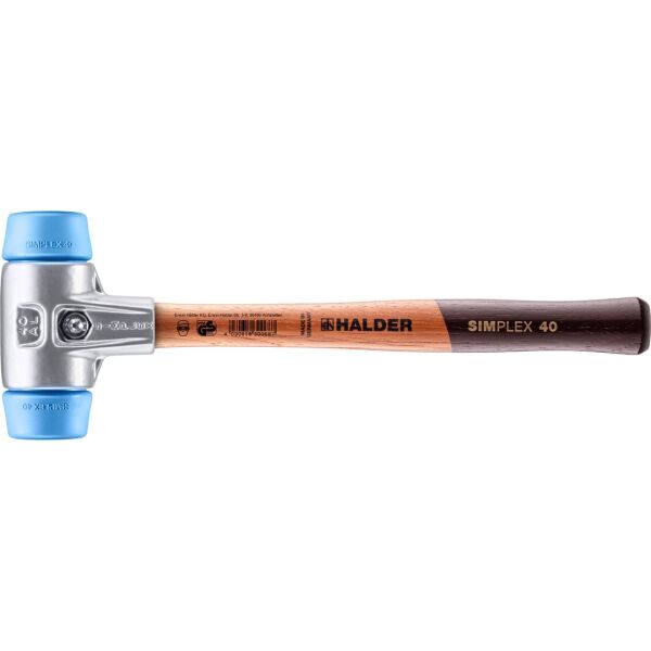 HALDER SIMPLEX Schonhammer Ø 40 mm TPE-soft blau mit Aluminiumgehäuse