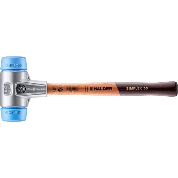 HALDER SIMPLEX Schonhammer Ø 50 mm TPE-soft blau mit Aluminiumgehäuse