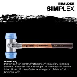 HALDER SIMPLEX Schonhammer Ø 50:40 mm TPE-soft blau mit Aluminiumgehäuse