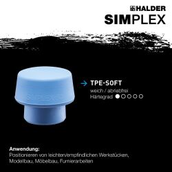 HALDER SIMPLEX Schonhammer Ø 50:40 mm TPE-soft blau mit Aluminiumgehäuse