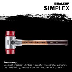 HALDER SIMPLEX Schonhammer Ø 30 mm Plastik rot mit Aluminiumgehäuse