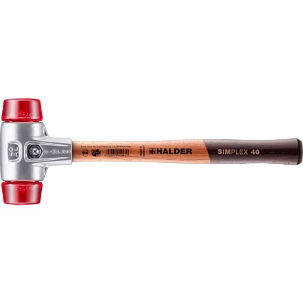 HALDER SIMPLEX Schonhammer Ø 40 mm Plastik rot mit Aluminiumgehäuse