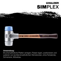 HALDER SIMPLEX Schonhammer Ø 50 mm TPE-soft blau / TPE-mid grau mit Aluminiumgehäuse