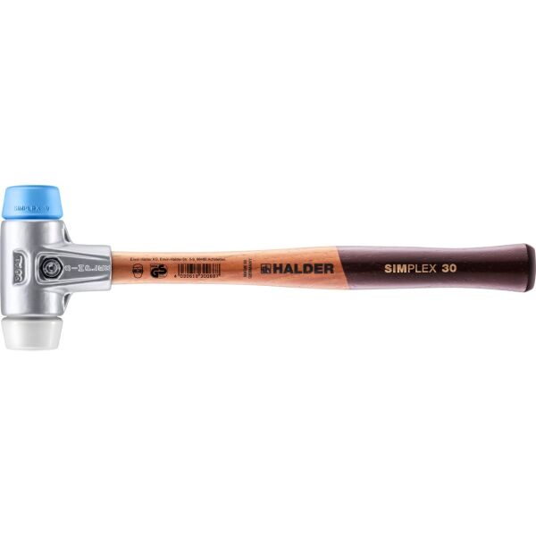 HALDER SIMPLEX Schonhammer Ø 30 mm TPE-soft blau / Superplastik mit Aluminiumgehäuse