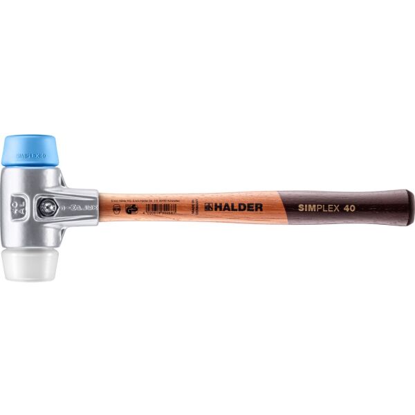 HALDER SIMPLEX Schonhammer Ø 40 mm TPE-soft blau / Superplastik mit Aluminiumgehäuse
