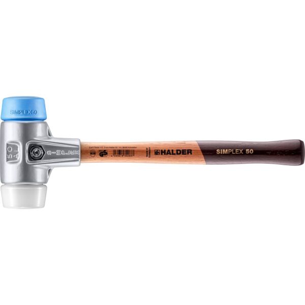 HALDER SIMPLEX Schonhammer Ø 50 mm TPE-soft blau / Superplastik mit Aluminiumgehäuse