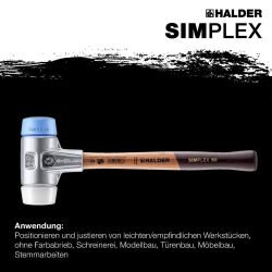 HALDER SIMPLEX Schonhammer Ø 50 mm TPE-soft blau / Superplastik mit Aluminiumgehäuse
