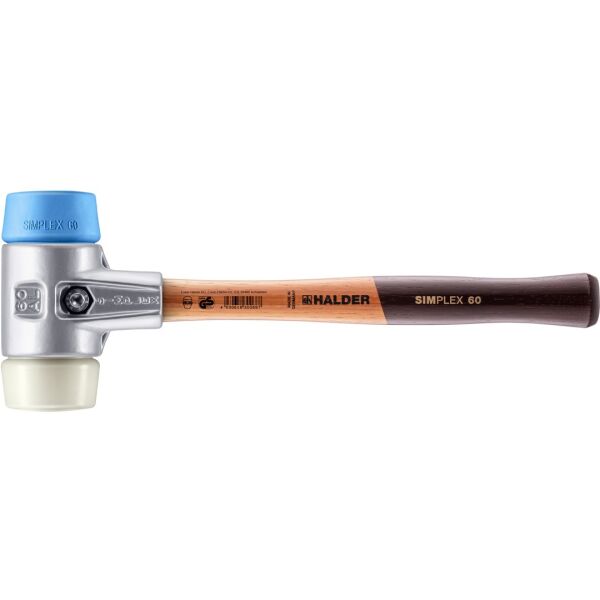 HALDER SIMPLEX Schonhammer Ø 60 mm TPE-soft blau / Nylon mit Aluminiumgehäuse