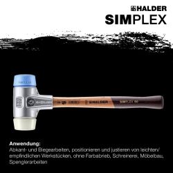 HALDER SIMPLEX Schonhammer Ø 60 mm TPE-soft blau / Nylon mit Aluminiumgehäuse