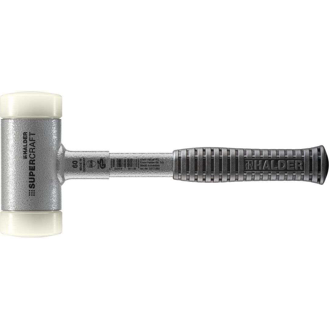 HALDER SUPERCRAFT Schonhammer Ø 60 mm rückschlagfrei mit bruchsicherem Stahlrohrstiel