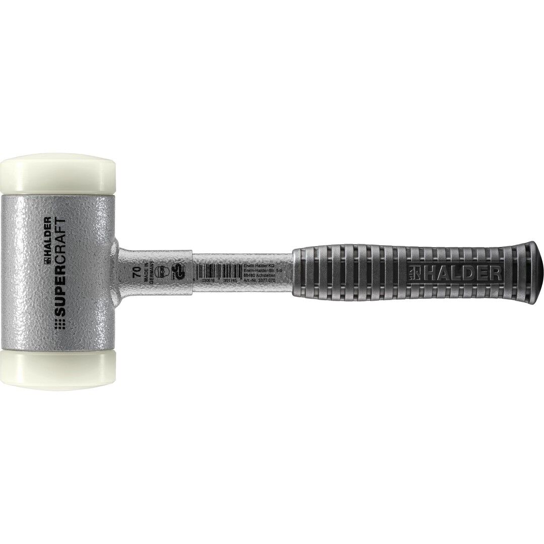 HALDER SUPERCRAFT Schonhammer Ø 70 mm rückschlagfrei mit bruchsicherem Stahlrohrstiel