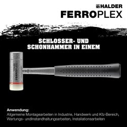 HALDER FERROPLEX Kombihammer Ø 35 mm / 800g mit Stahlrohrstiel
