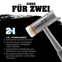 HALDER FERROPLEX Kombihammer Ø 35 mm / 800g mit Stahlrohrstiel