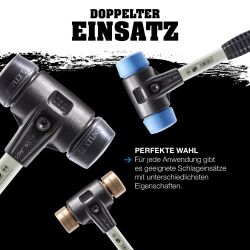 HALDER SIMPLEX Schonhammer Ø 40 mm TPE-soft blau mit verstärkem Tempergussgehäuse und Fiberglasstiel