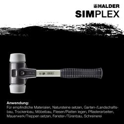 HALDER SIMPLEX Schonhammer Ø 30 mm TPE-mid grau mit verstärkem Tempergussgehäuse und Fiberglasstiel