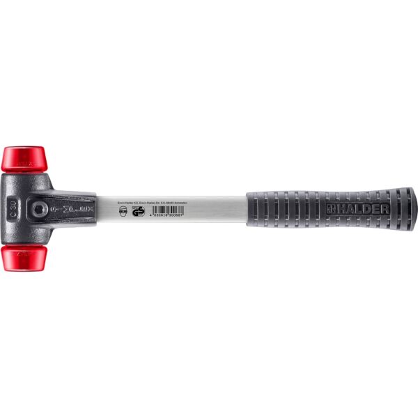 HALDER SIMPLEX Schonhammer Ø 30 mm Plastik rot mit verstärkem Tempergussgehäuse und Fiberglasstiel