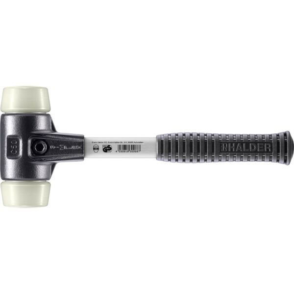 HALDER SIMPLEX Schonhammer Ø 50 mm Nylon mit verstärkem Tempergussgehäuse und Fiberglasstiel