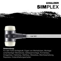 HALDER SIMPLEX Vorschlaghammer Ø 80 mm Nylon mit verstärktem Tempergussgehäuse und Fiberglasstiel