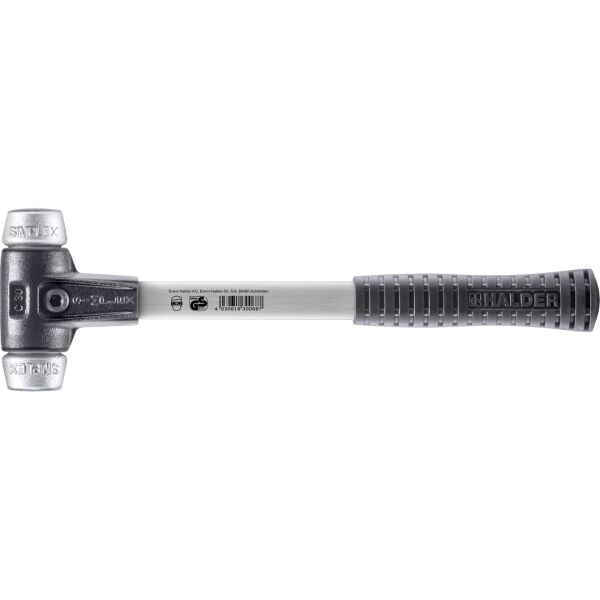 HALDER SIMPLEX Schonhammer Ø 30 mm Weichmetall mit verstärkem Tempergussgehäuse und Fiberglasstiel