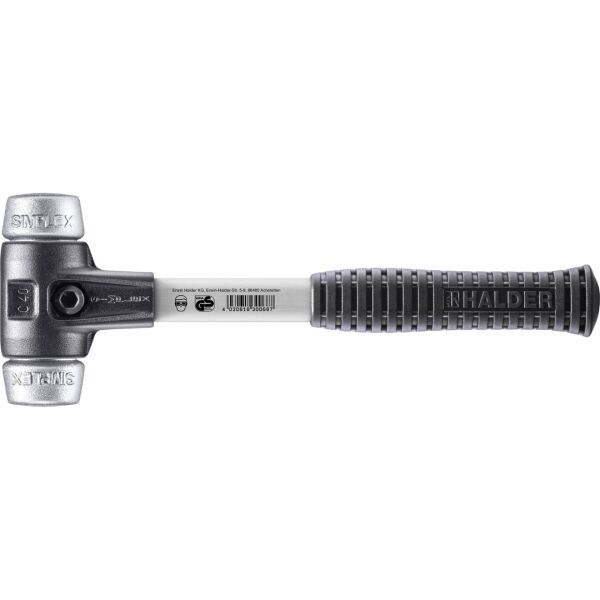 HALDER SIMPLEX Schonhammer Ø 40 mm Weichmetall mit verstärkem Tempergussgehäuse und Fiberglasstiel
