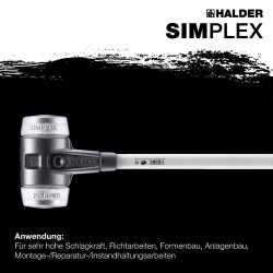 HALDER SIMPLEX Vorschlaghammer Ø 80 mm Weichmetall mit verstärktem Tempergussgehäuse und Fiberglasstiel