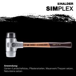 HALDER SIMPLEX Schonhammer Ø 40 mm Gummi / TPE-mid grau mit Aluminiumgehäuse