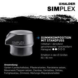 HALDER SIMPLEX Plusbox Starterkit Schonhammer Ø 80 mm Superplastik / TPE-mid / TPE-soft / Gummi mit Standfuß + Flaschenöffner | Gravur möglich